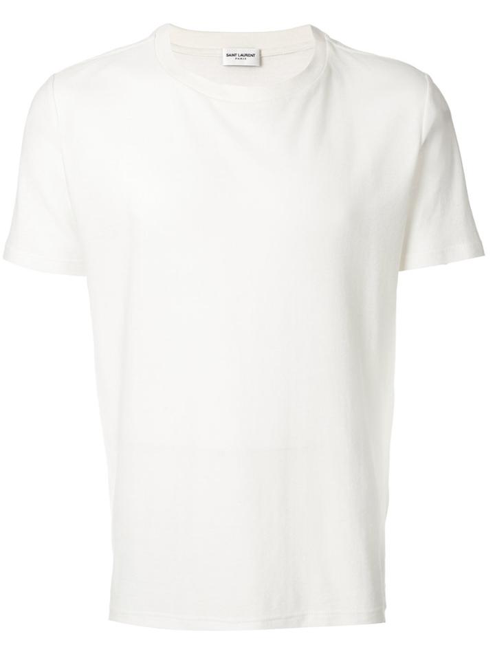 Saint Laurent Logo Embroidered Lt-shirt - White