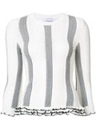 Derek Lam 10 Crosby Striped Ruffle Trim Jumper, Women's, Size: Xs, White, Polyester/viscose