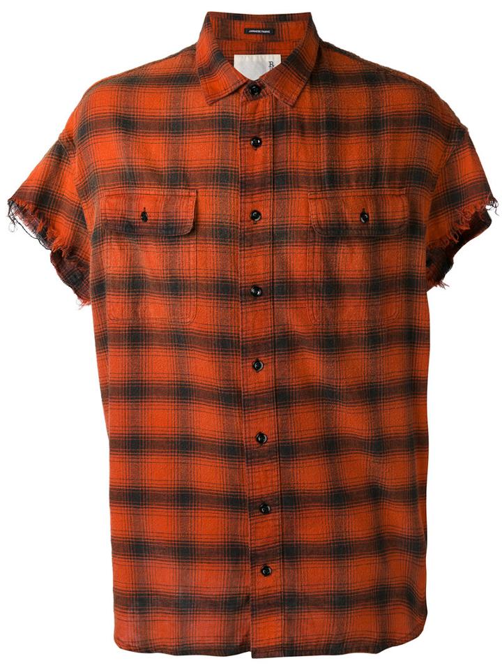 R13 Short Sleeve Shirt, Men's, Size: Medium, Red, Cotton