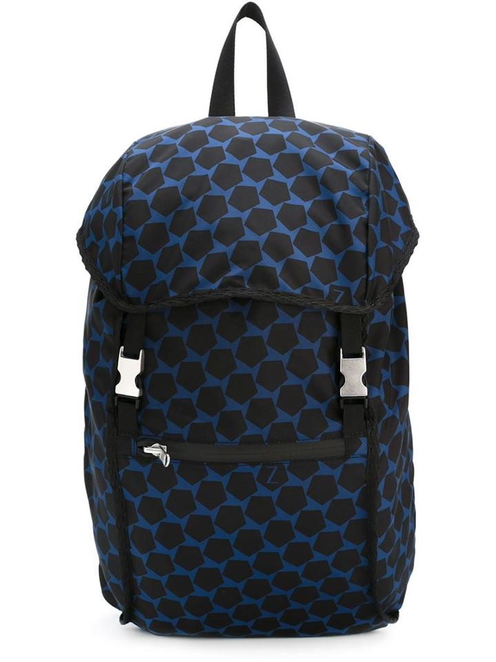 Z Zegna Pentagon Print Backpack, Black, Nylon
