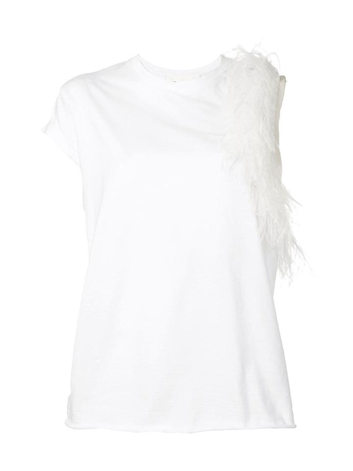 8pm Feather Detail T-shirt - White