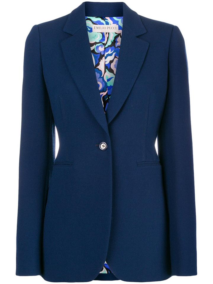 Emilio Pucci Classic Fitted Blazer - Blue