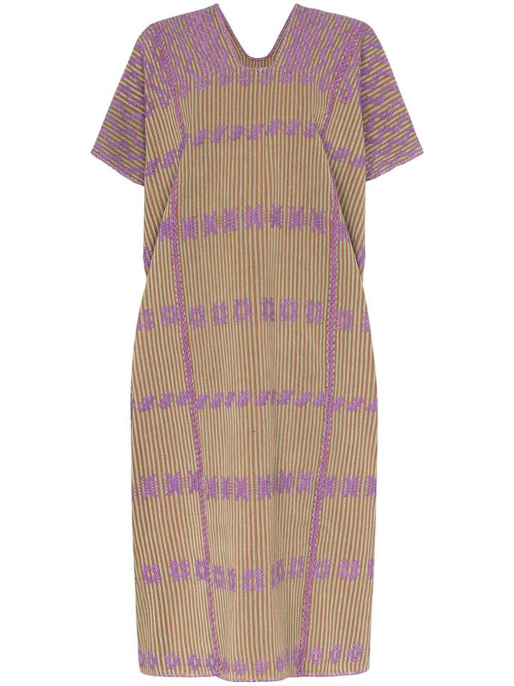 Pippa Holt Embroidered Short Sleeve Cotton Kaftan Dress -