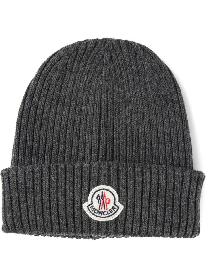 Moncler Ribbed Hat, Men's, Grey, Wool
