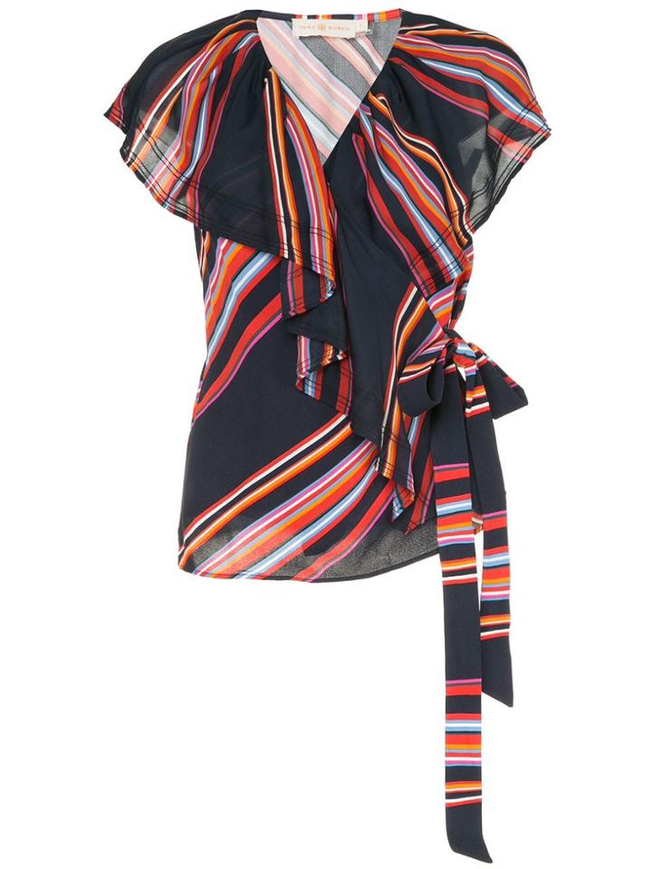 Tory Burch Vivid Stripe Ruffle Top - Multicolour