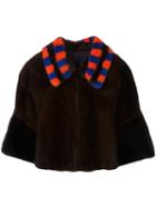 Blancha Three-quarters Sleeve Cropped Jacket, Women's, Size: 38, Brown, Mink Fur/viscose