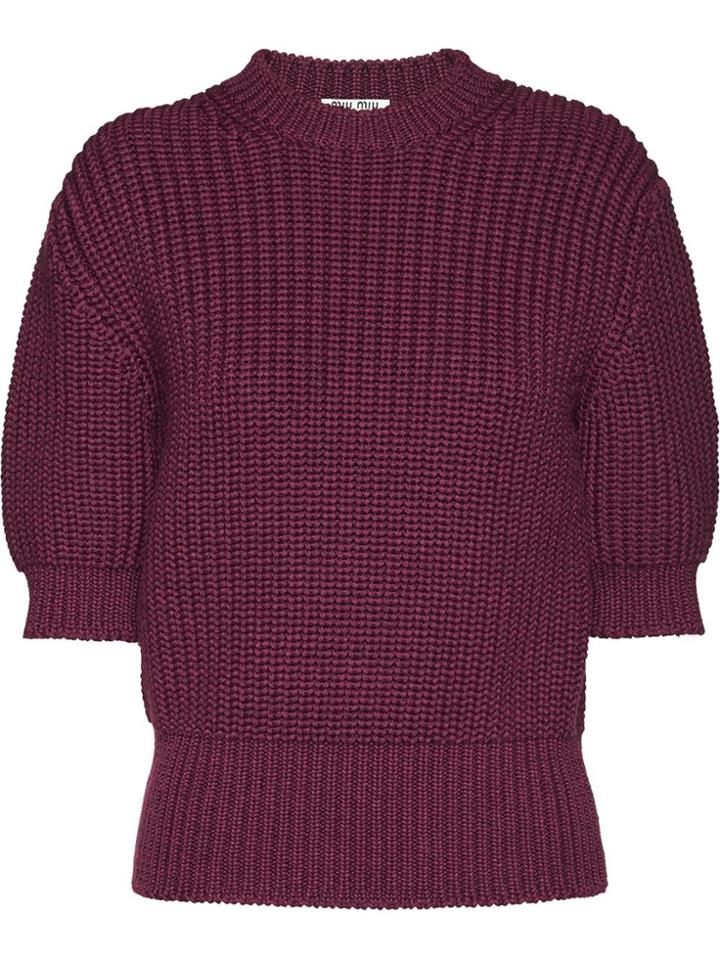 Miu Miu Three-quarter Sleeved Jumper - Red