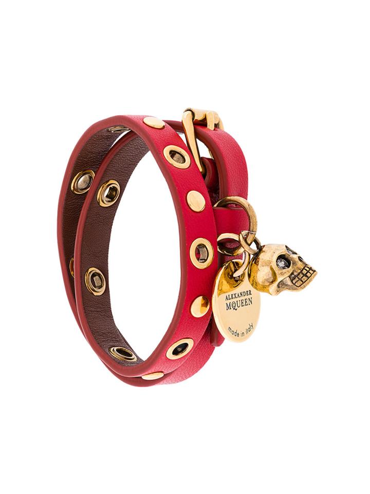 Alexander Mcqueen Double Wrap Skull Bracelet - Red