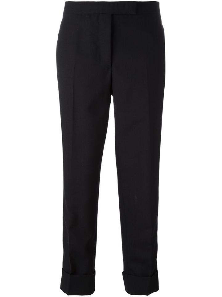 Thom Browne Cropped Tailored Trousers, Women's, Size: 42, Black, Silk/wool