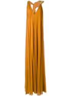 Jay Ahr Gold-tone Detail V-neck Dress, Women's, Size: 36, Yellow/orange, Rayon