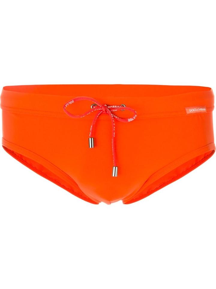 Dolce & Gabbana Classic Swim Trunks, Men's, Size: 6, Yellow/orange, Polyamide/spandex/elastane