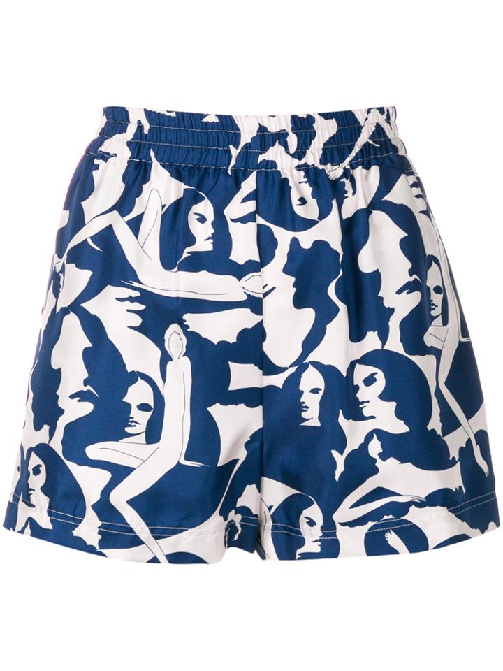 La Doublej Patterned Shorts - Blue