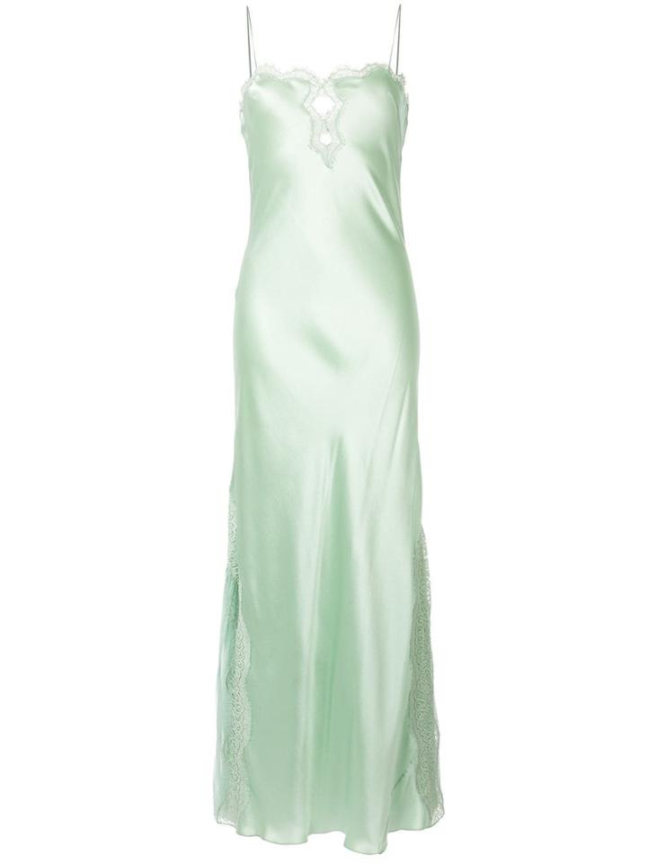 Alberta Ferretti Lace Insert Slip Dress - Green