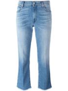 7 For All Mankind Raw Hem Cropped Jeans, Women's, Size: 30, Blue, Cotton/spandex/elastane