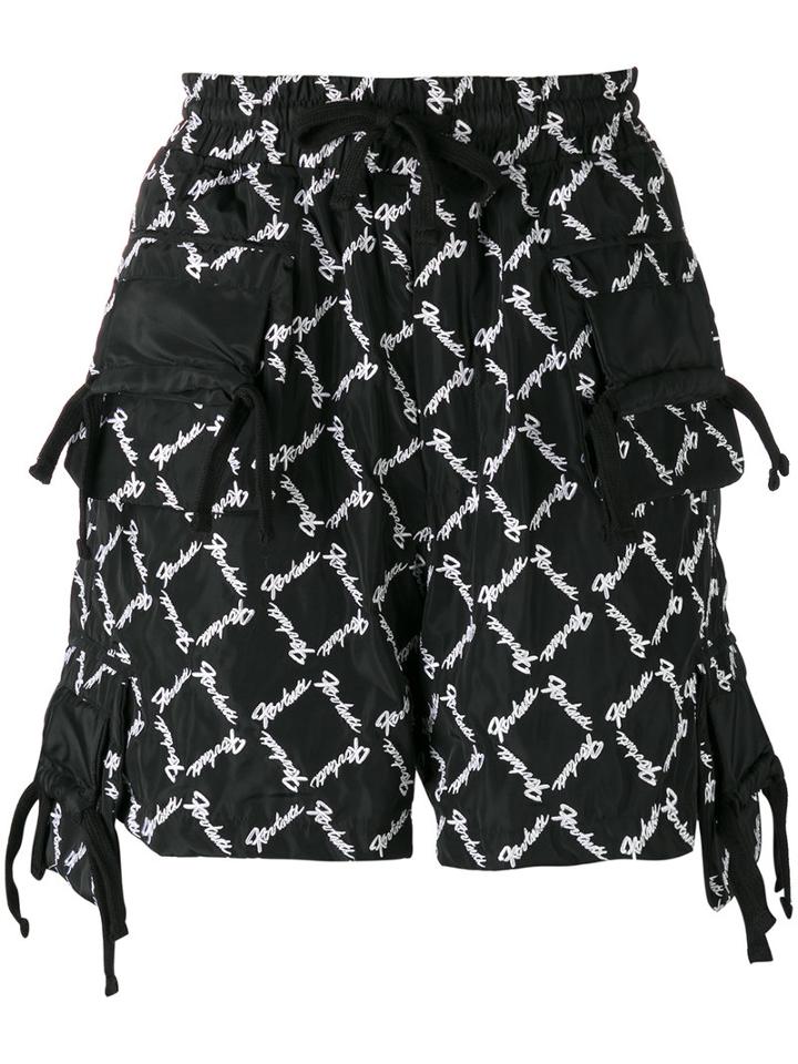Ktz - All-over Embroidered Shorts - Men - Polyester - M, Black, Polyester