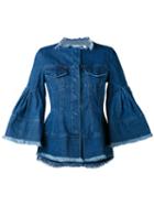 Marques'almeida - Flared Sleeve Denim Jacket - Women - Cotton - Xs, Blue, Cotton