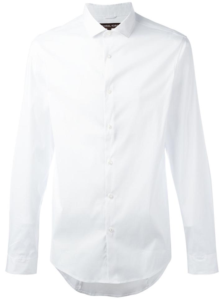 Michael Michael Kors Long-sleeve Shirt, Men's, Size: Xxl, White, Cotton/nylon/elastolefin