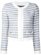 Loveless Striped Cropped Jacket, Women's, Size: 34, Grey, Cotton/acrylic/polyester