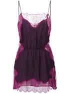 Fleur Du Mal - Rose Lace Appliqué Slip - Women - Silk/polyamide - Xs, Pink/purple, Silk/polyamide