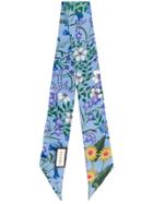 Gucci New Flora Print Neck Bow - Blue