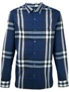Burberry Checked Shirt, Men's, Size: Xs, Blue, Cotton/polyamide/spandex/elastane