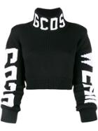 Gcds Contrasting Logos Cropped Sweater - Black