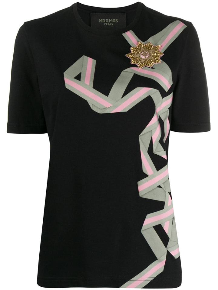 Mr & Mrs Italy Ribbon Print T-shirt - Black