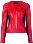 Versace Collar-less Motorcycle Jacket - Red