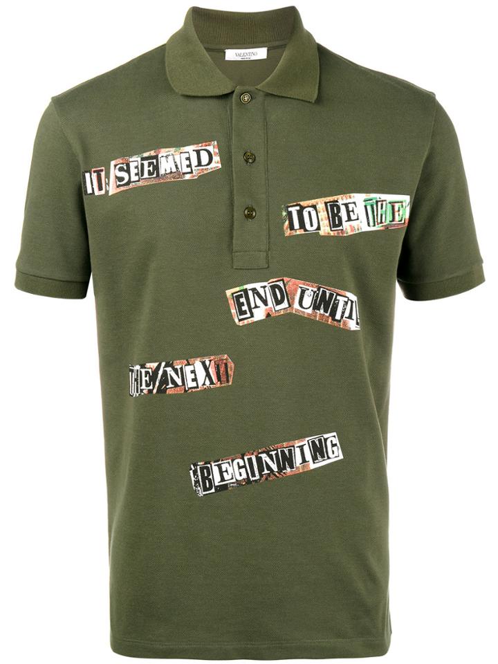 Valentino Jamie Reid Slogan Print Polo Shirt - Green