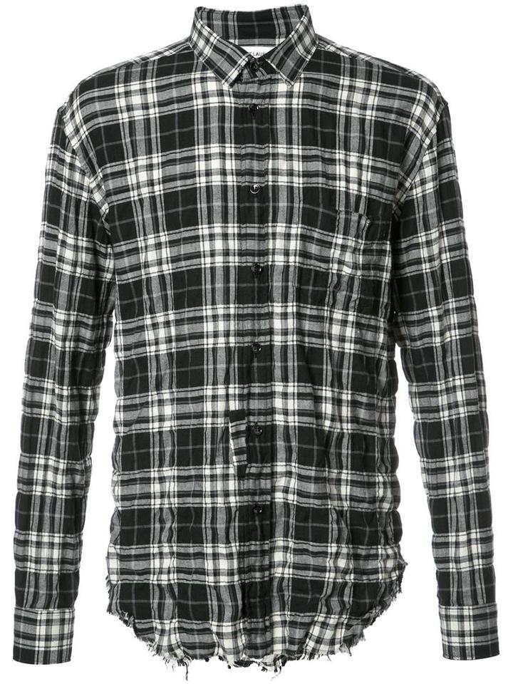 Saint Laurent Signature Oversized Yves Collar Shirt, Men's, Size: 39, Blue, Cotton/polyurethane