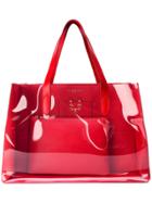 Charlotte Olympia Feline Transparent Panel Tote - Red