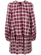 No21 Checked Embellished Dress - Red