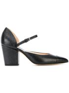 Thom Browne Mid-block D'orsay Heel In Pebble Grain Leather - Black