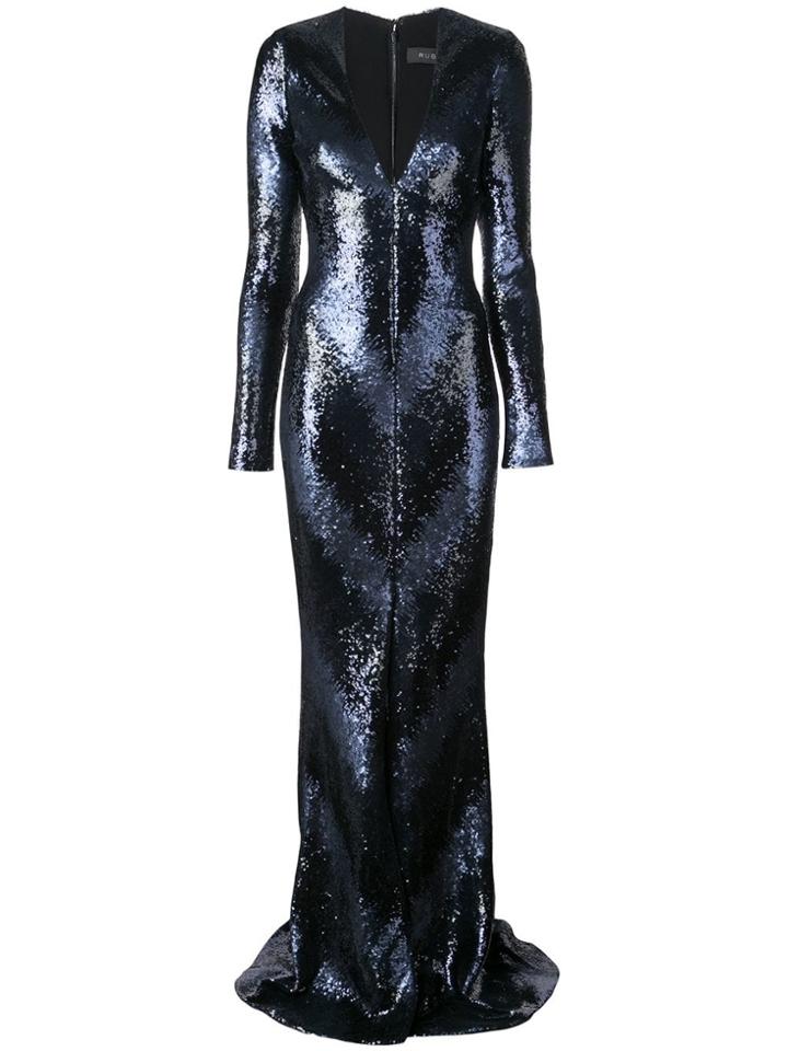Rubin Singer Deep V-neck Sequin Dress - Blue