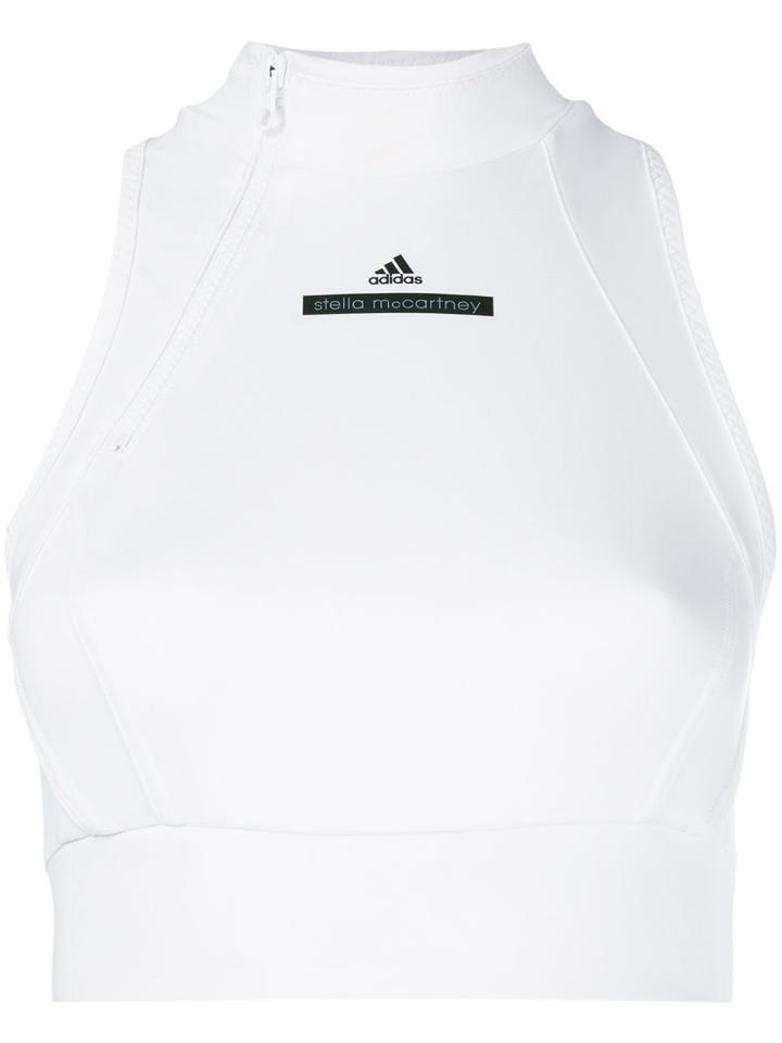 Adidas By Stella Mccartney Logo Print Crop Top, Women's, Size: Xs, White