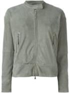 Eleventy Zip-up Jacket, Women's, Size: 42, Grey, Polyester/spandex/elastane/suede