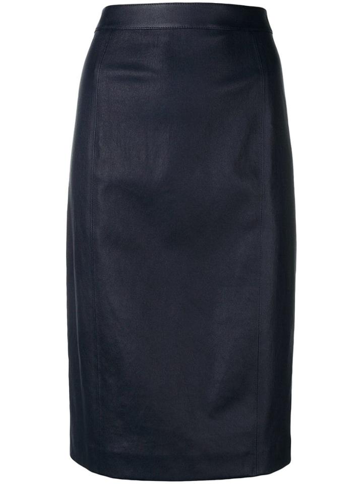 Joseph Lambskin Pencil Skirt - Blue
