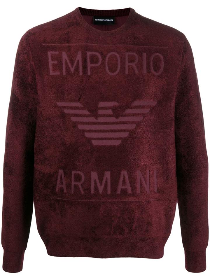 Emporio Armani Embossed Logo Fleece Sweatshirt - Red