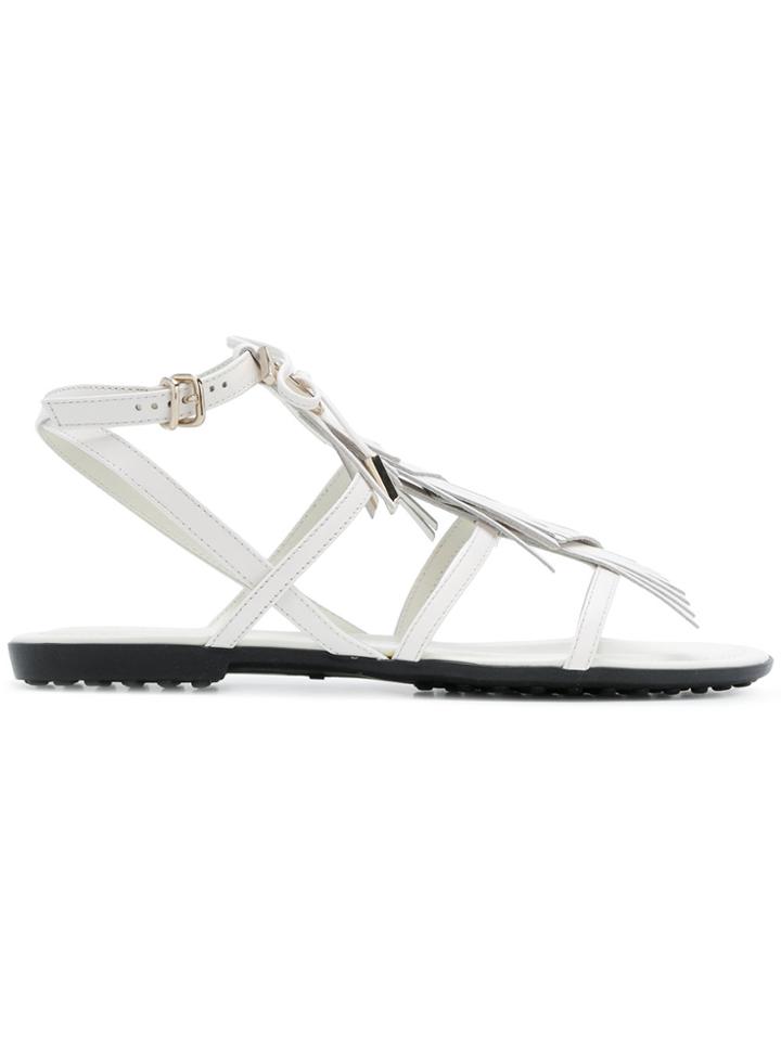 Tod's Fringed Multi-strap Sandals - White