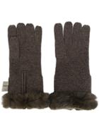 N.peal Fur-trim Gloves - Brown