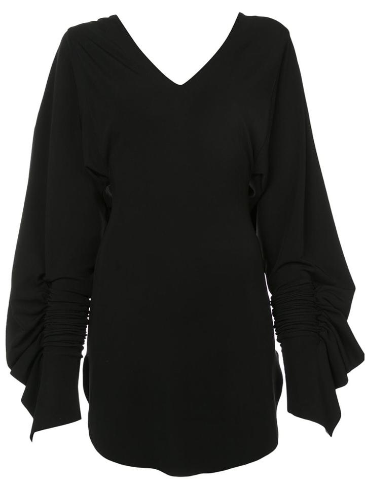 Paula Knorr V-neck Flared Dress - Black