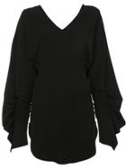 Paula Knorr V-neck Flared Dress - Black