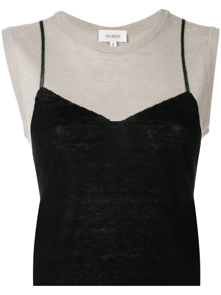 Isa Arfen Embroidered Sleeveless Sweater - Nude & Neutrals