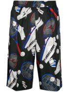 Msgm Tennis Print Sports Shorts - Black