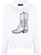 Dsquared2 Boot Print Hoodie - White
