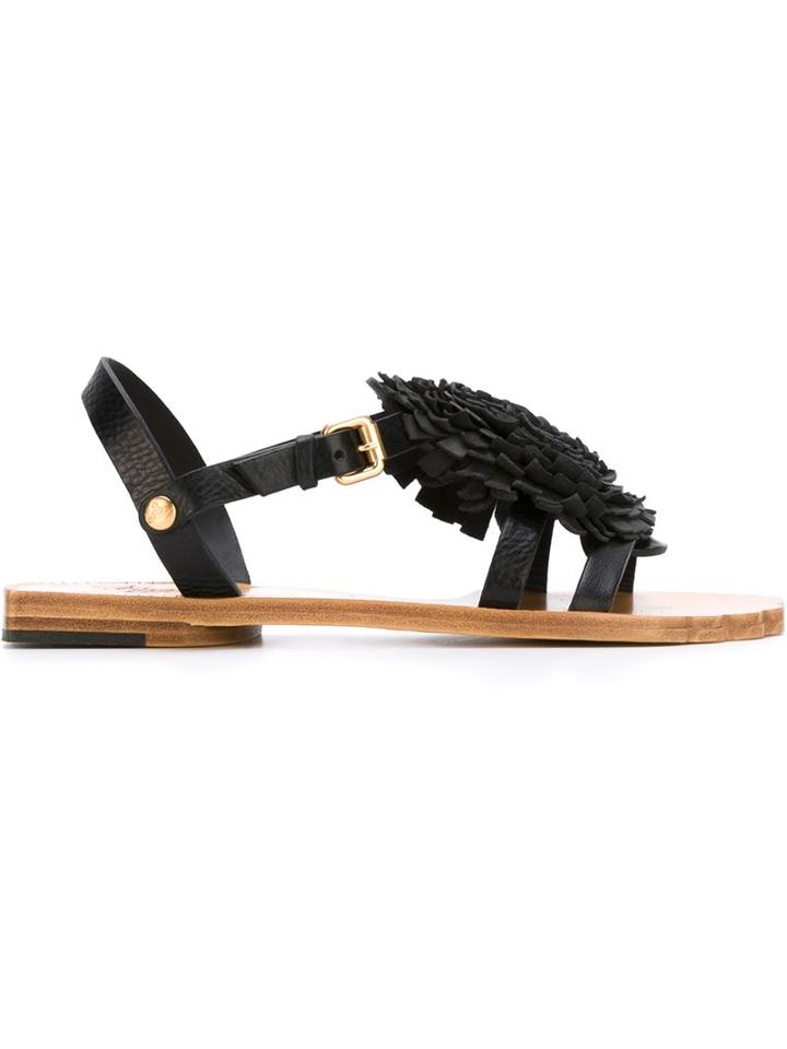 Vivienne Westwood Flower Detail Sandals, Women's, Size: 38, Black, Leather