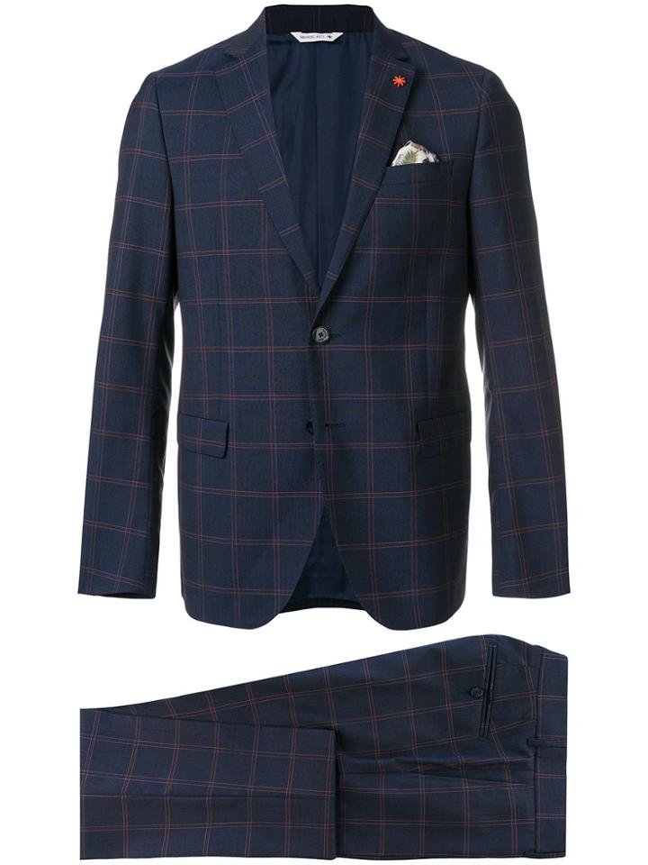 Manuel Ritz Plaid Two-piece Suit - Blue