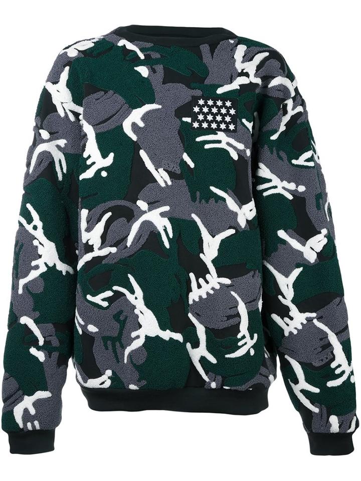 Ktz Camouflage Jacquard Sweatshirt, Men's, Size: Medium, Green, Cotton