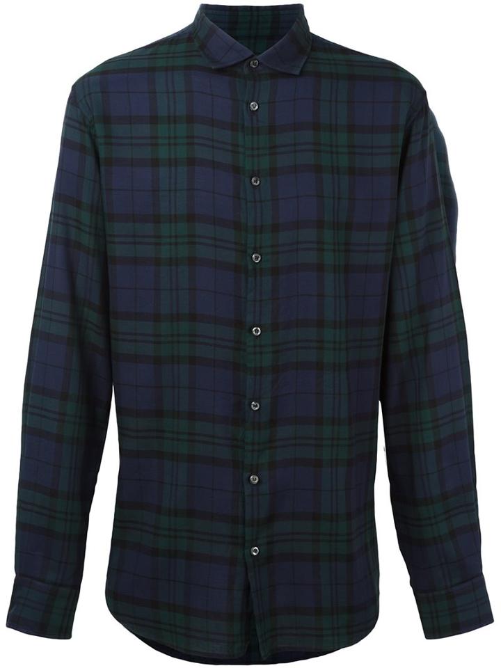 Dsquared2 Checked Flannel Shirt, Men's, Size: 50, Blue, Cotton/viscose/lyocell