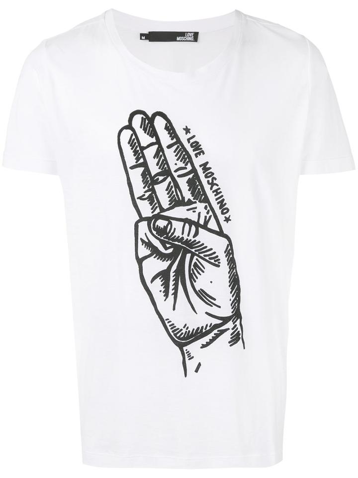 Love Moschino - Hand Print T-shirt - Men - Cotton - M, White, Cotton